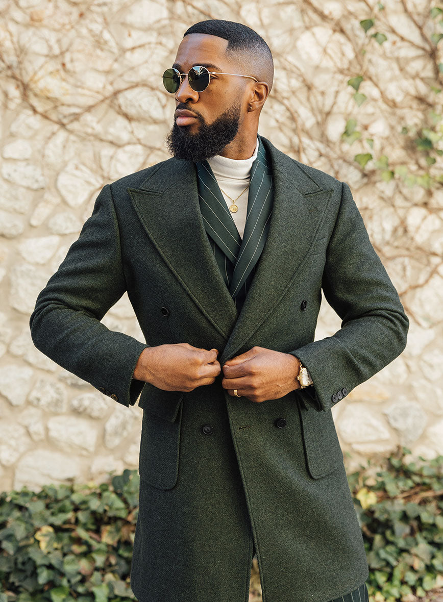 Musto Green Heavy Tweed Overcoat - StudioSuits