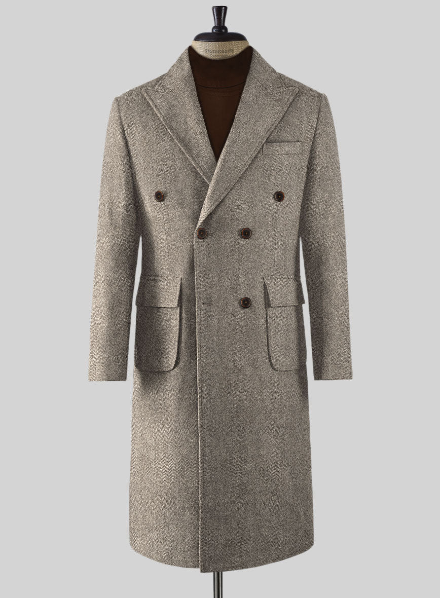 Musto Vintage Herringbone Brown Tweed Overcoat - StudioSuits