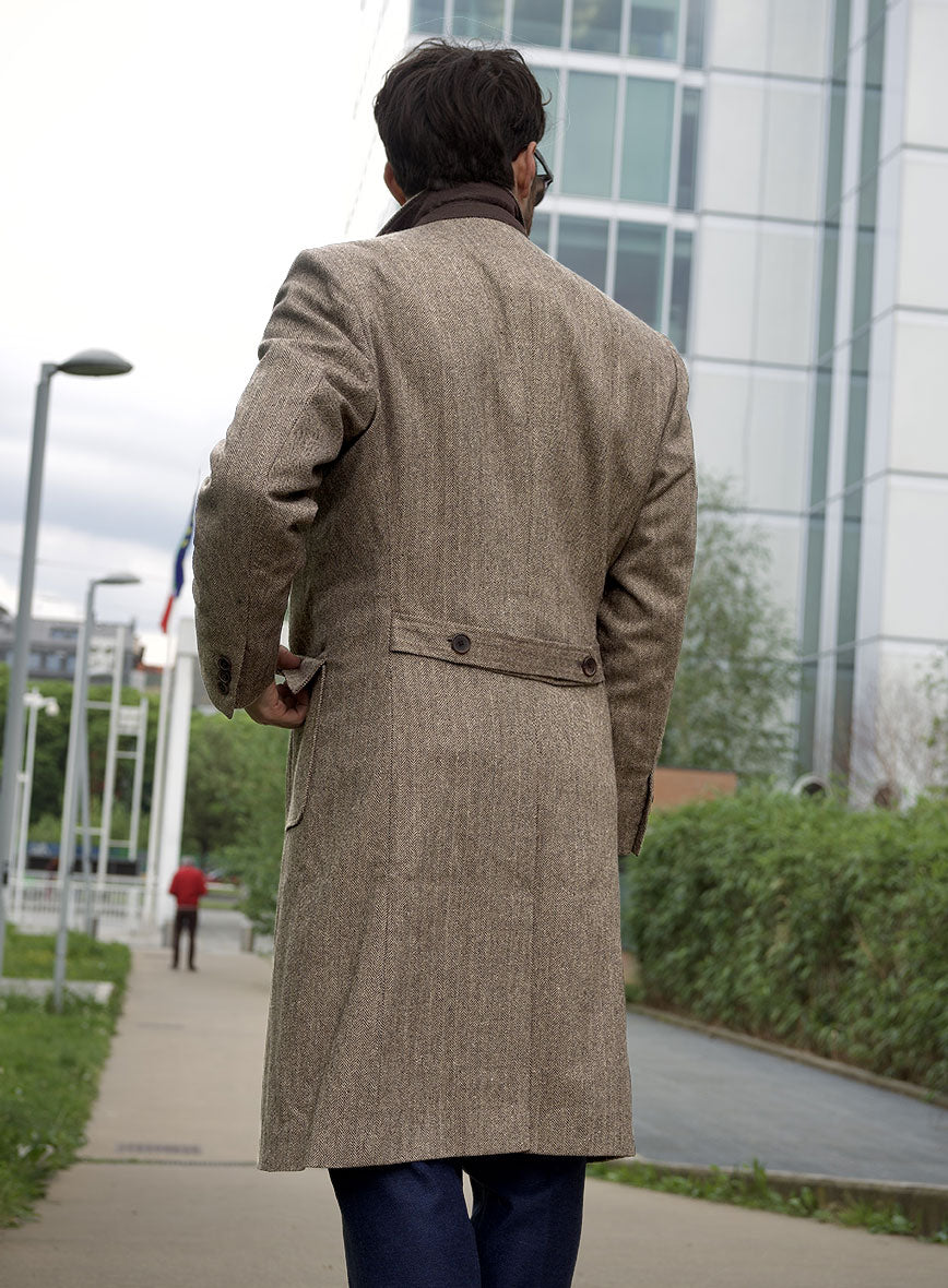Musto Vintage Herringbone Brown Tweed Overcoat - StudioSuits