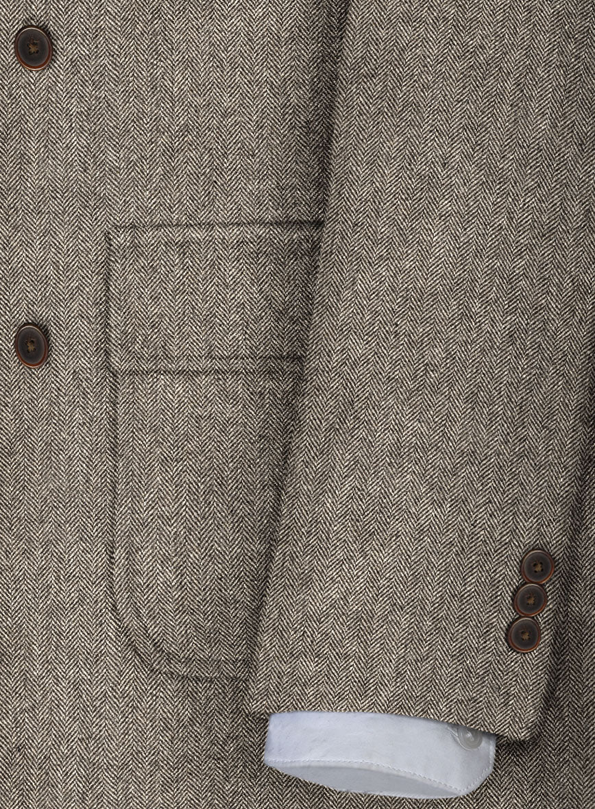 Musto Vintage Herringbone Brown Tweed Overcoat - StudioSuits