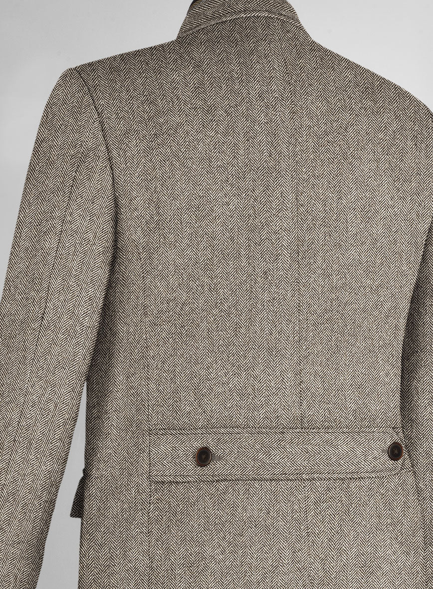 Musto Vintage Herringbone Brown Tweed Overcoat - StudioSuits
