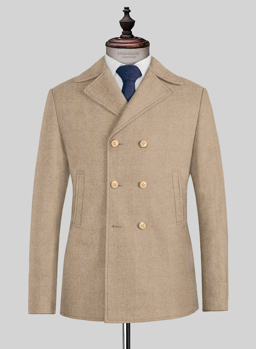 Naples Champagne Tweed Pea Coat - StudioSuits