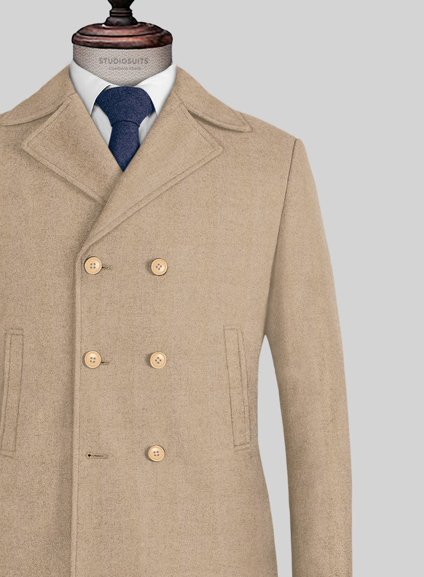 Naples Champagne Tweed Pea Coat - StudioSuits