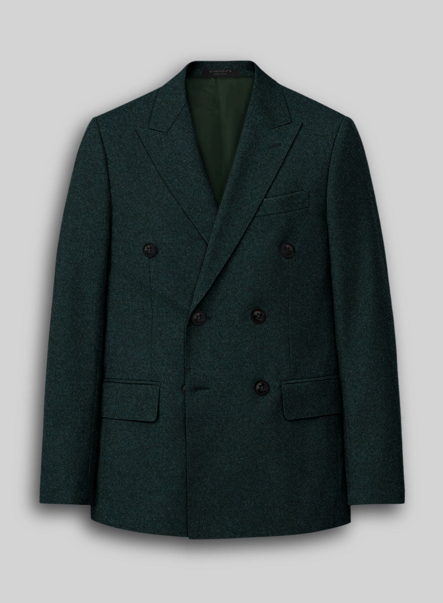 Naples Bello Green Tweed Double Breasted Jacket - StudioSuits