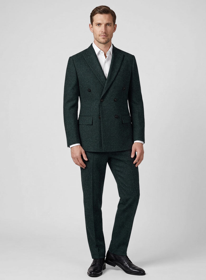 Naples Bello Green Tweed Double Breasted Suit - StudioSuits