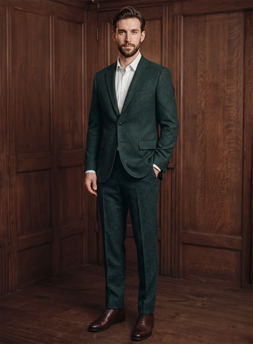 Naples Bello Green Tweed Suit - StudioSuits