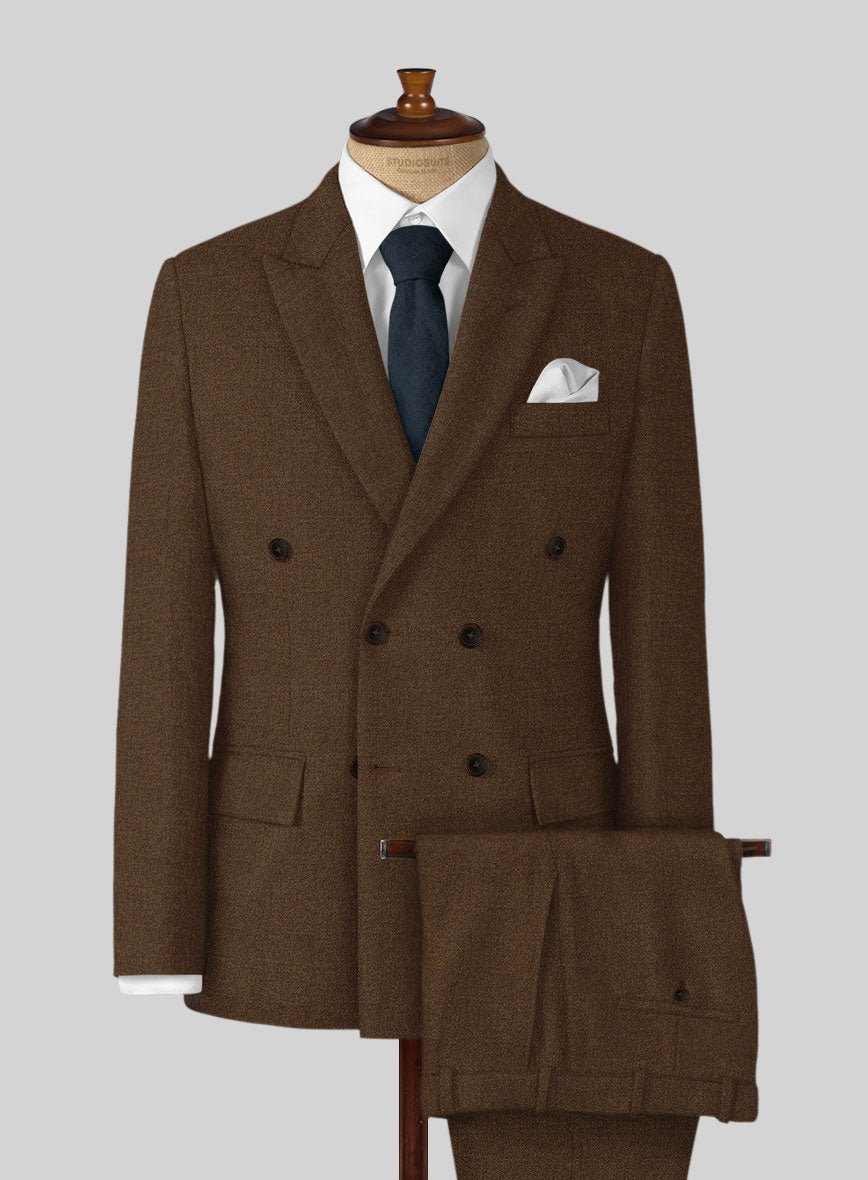 Naples Caffe Brown Tweed Double Breasted Suit - StudioSuits