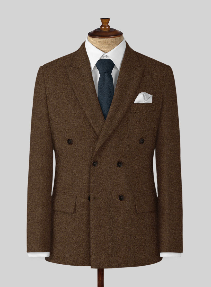 Naples Caffe Brown Tweed Double Breasted Jacket - StudioSuits