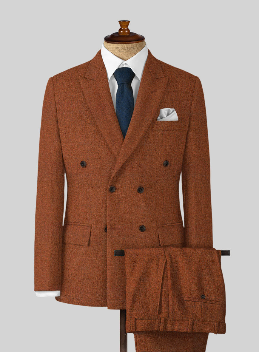 Naples Cosmic Tan Tweed Double Breasted Suit - StudioSuits