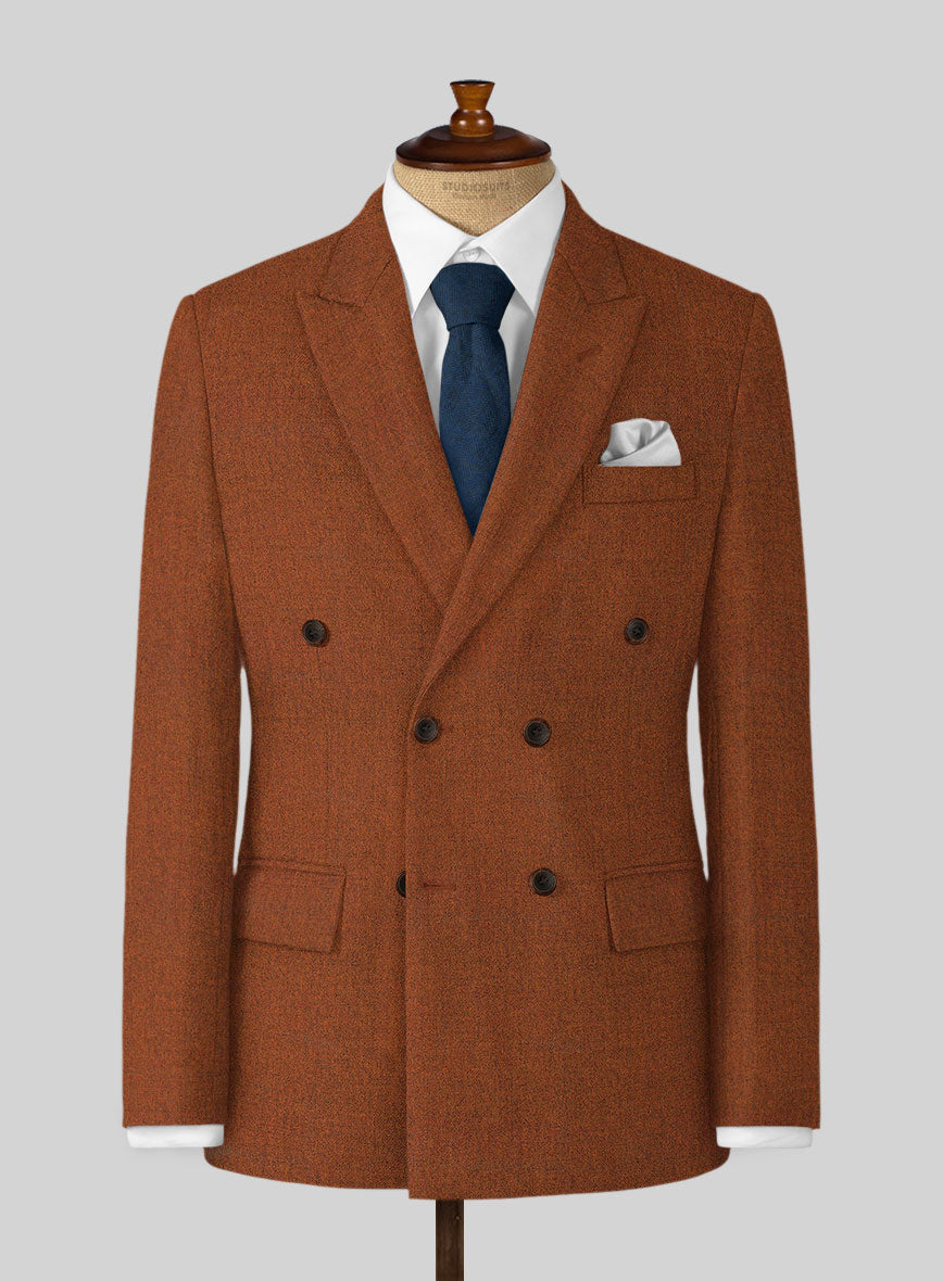 Naples Cosmic Tan Tweed Double Breasted Suit - StudioSuits