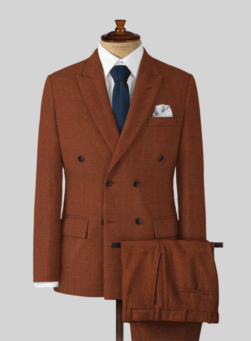 Naples Cosmic Tan Tweed Double Breasted Suit - StudioSuits