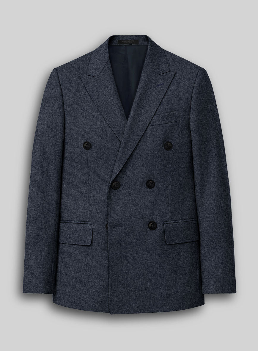 Naples Dark Indigo Tweed Double Breasted Suit - StudioSuits
