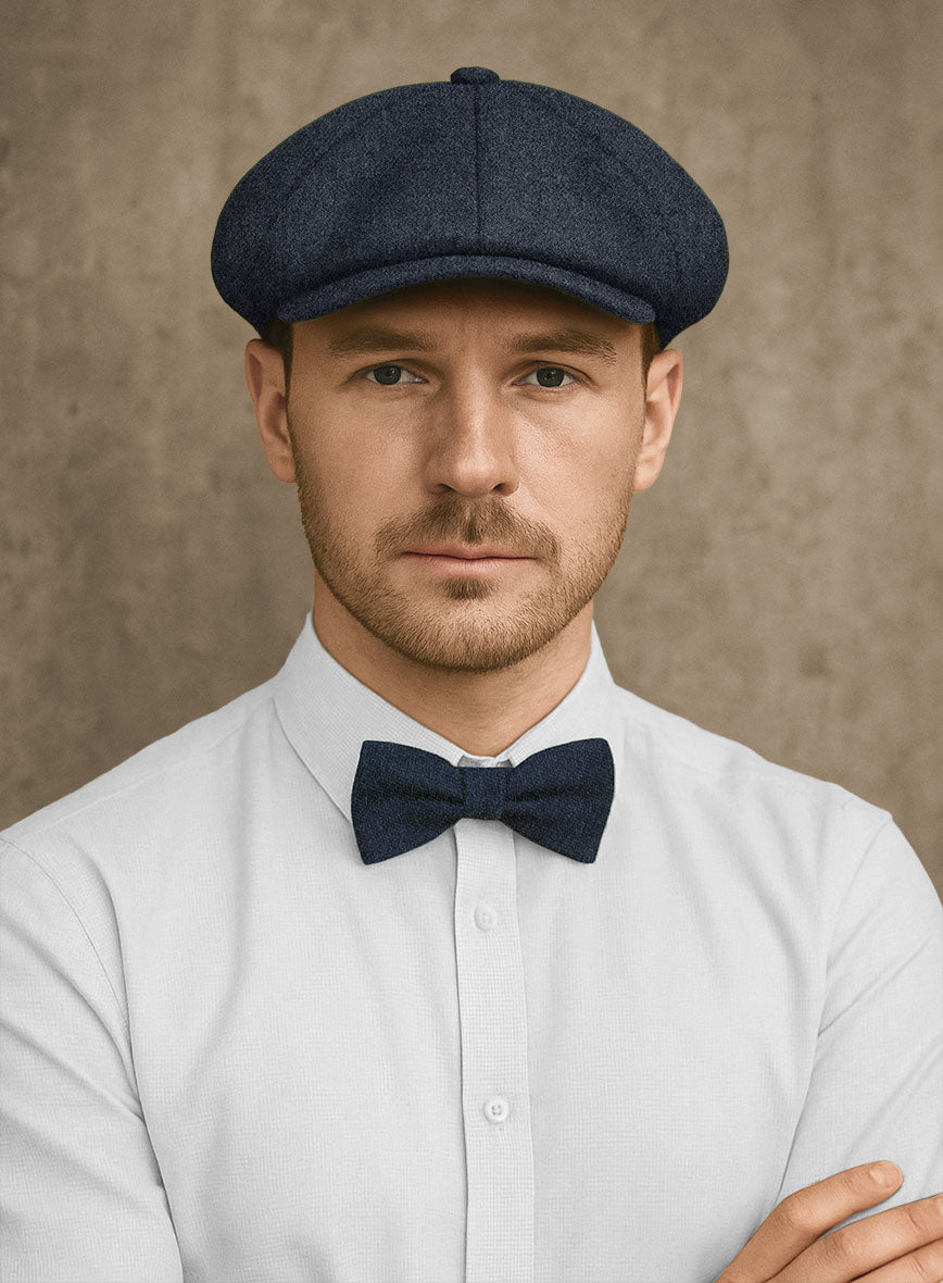 Naples Dark Indigo Tweed Newsboy Cap - StudioSuits