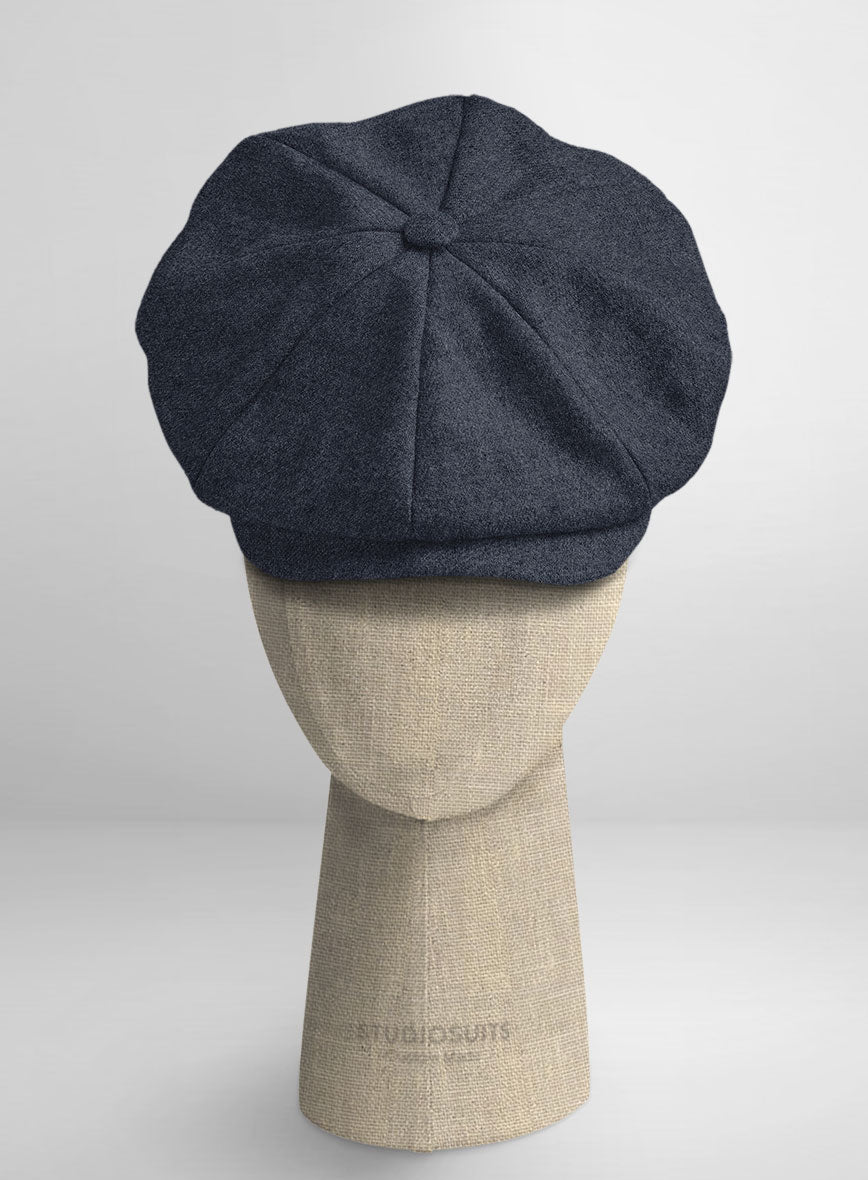 Naples Dark Indigo Tweed Newsboy Cap - StudioSuits