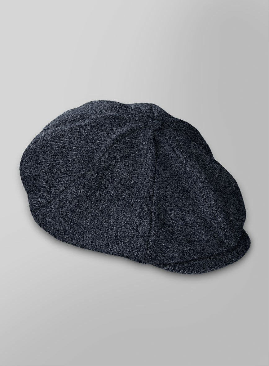 Naples Dark Indigo Tweed Newsboy Cap - StudioSuits