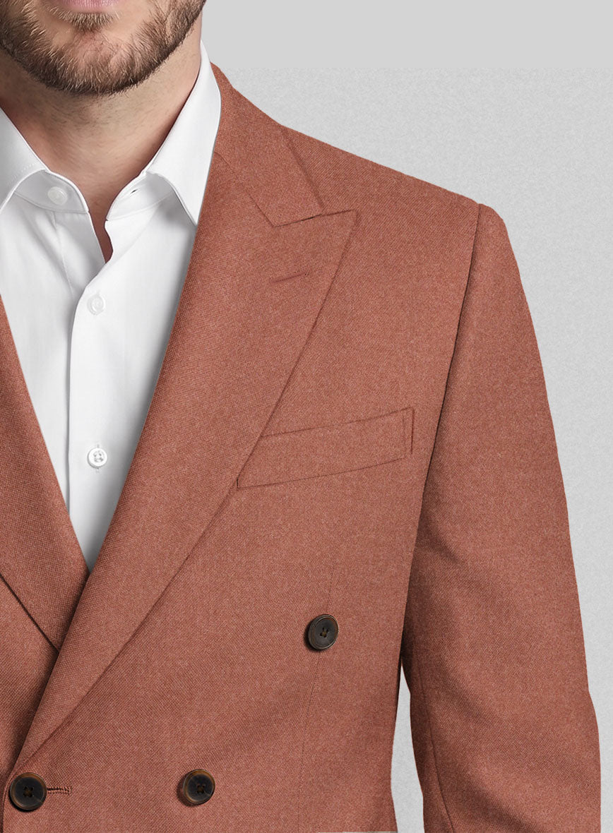 Naples Dark Salmon Pink Tweed Double Breasted Jacket - StudioSuits