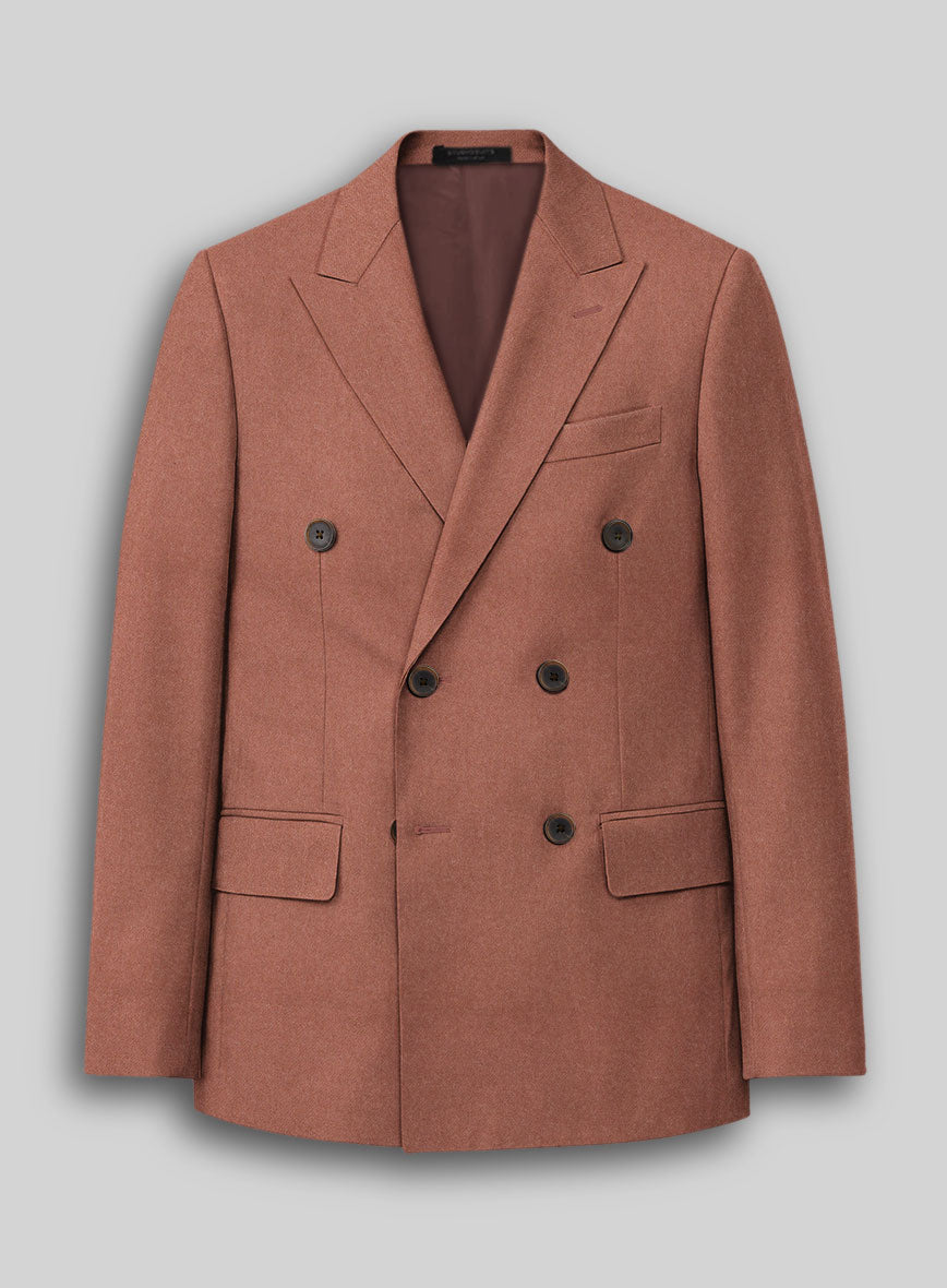 Naples Dark Salmon Pink Tweed Double Breasted Jacket - StudioSuits
