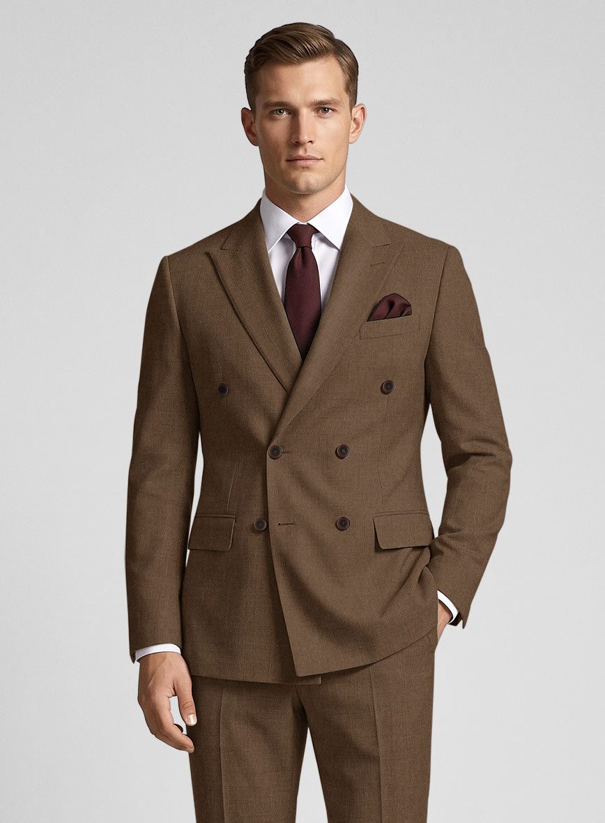 Naples Espresso Brown Tweed Double Breasted Jacket - StudioSuits