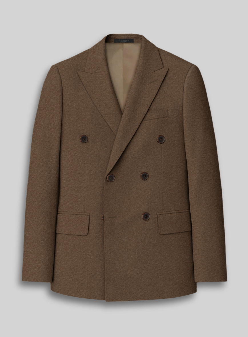 Naples Espresso Brown Tweed Double Breasted Jacket - StudioSuits