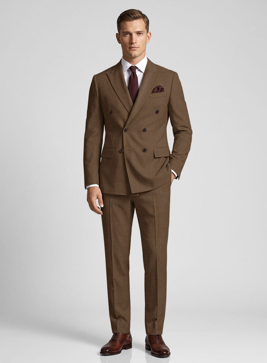 Naples Espresso Brown Tweed Double Breasted Suit - StudioSuits