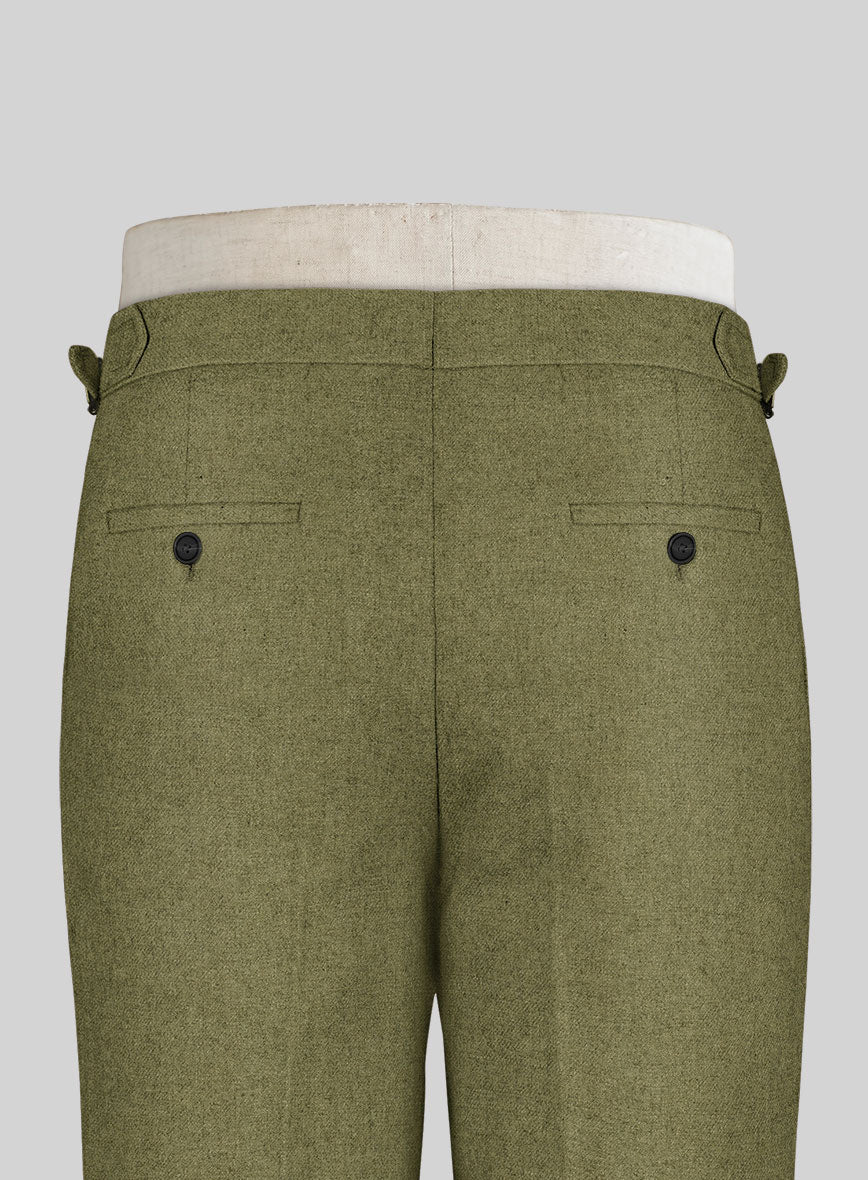 Naples Martini Green Highland Tweed Trousers - StudioSuits