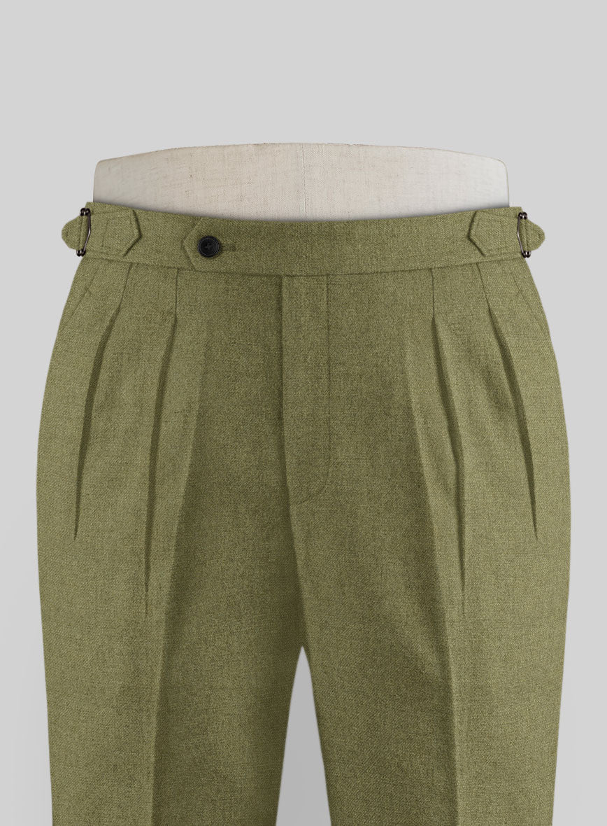 Naples Martini Green Highland Tweed Trousers - StudioSuits