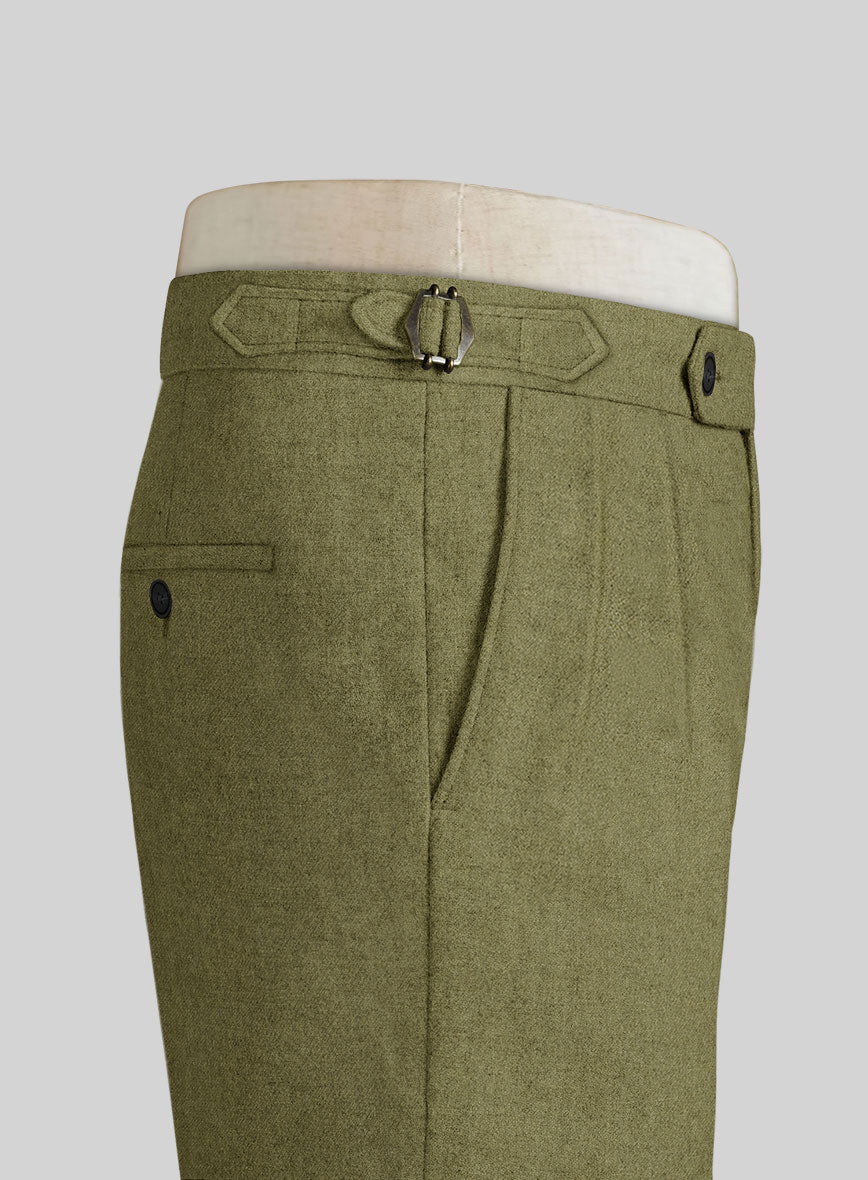 Naples Martini Green Highland Tweed Trousers - StudioSuits