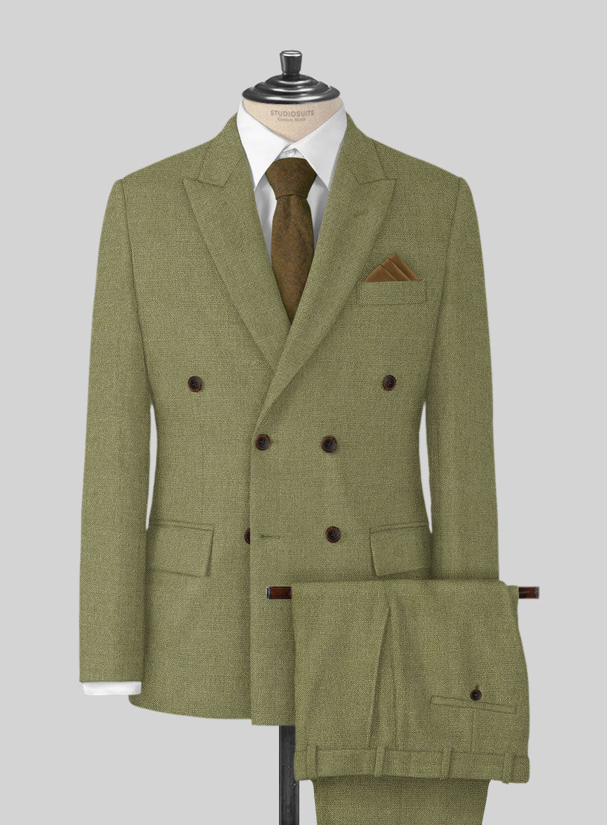 Naples Martini Green Tweed Double Breasted Suit - StudioSuits