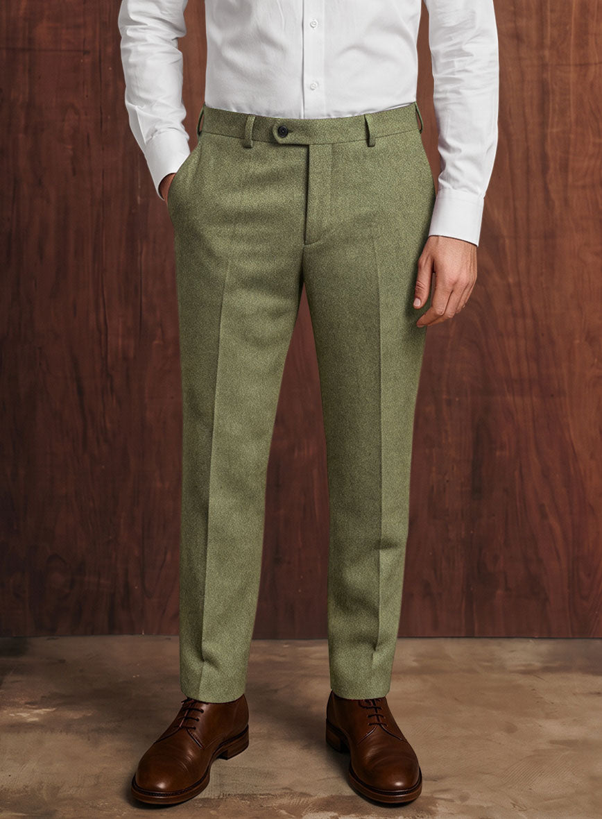 Naples Martini Green Tweed Pants - StudioSuits