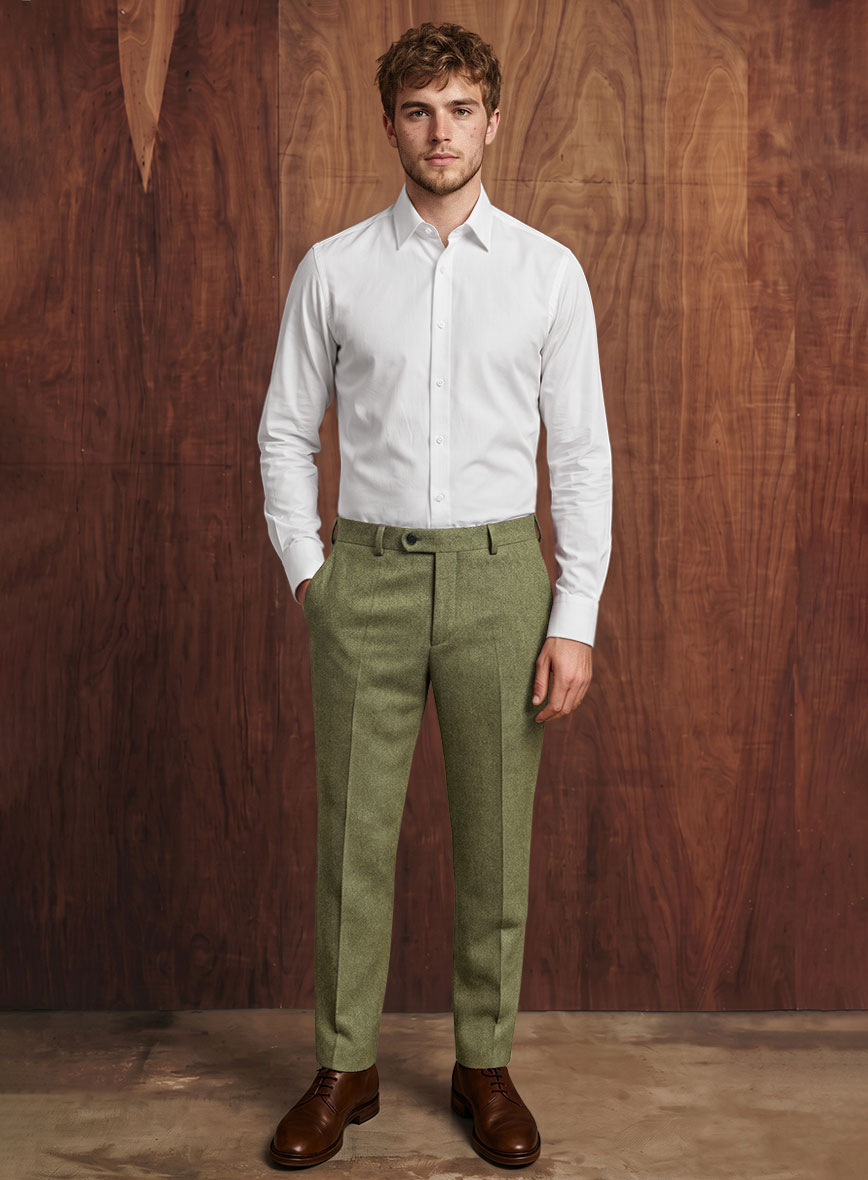Naples Martini Green Tweed Pants - StudioSuits