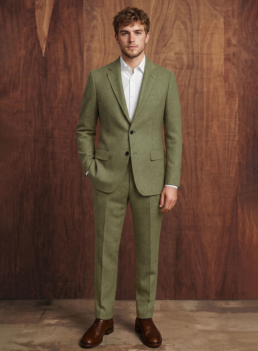 Naples Martini Green Tweed Suit - StudioSuits