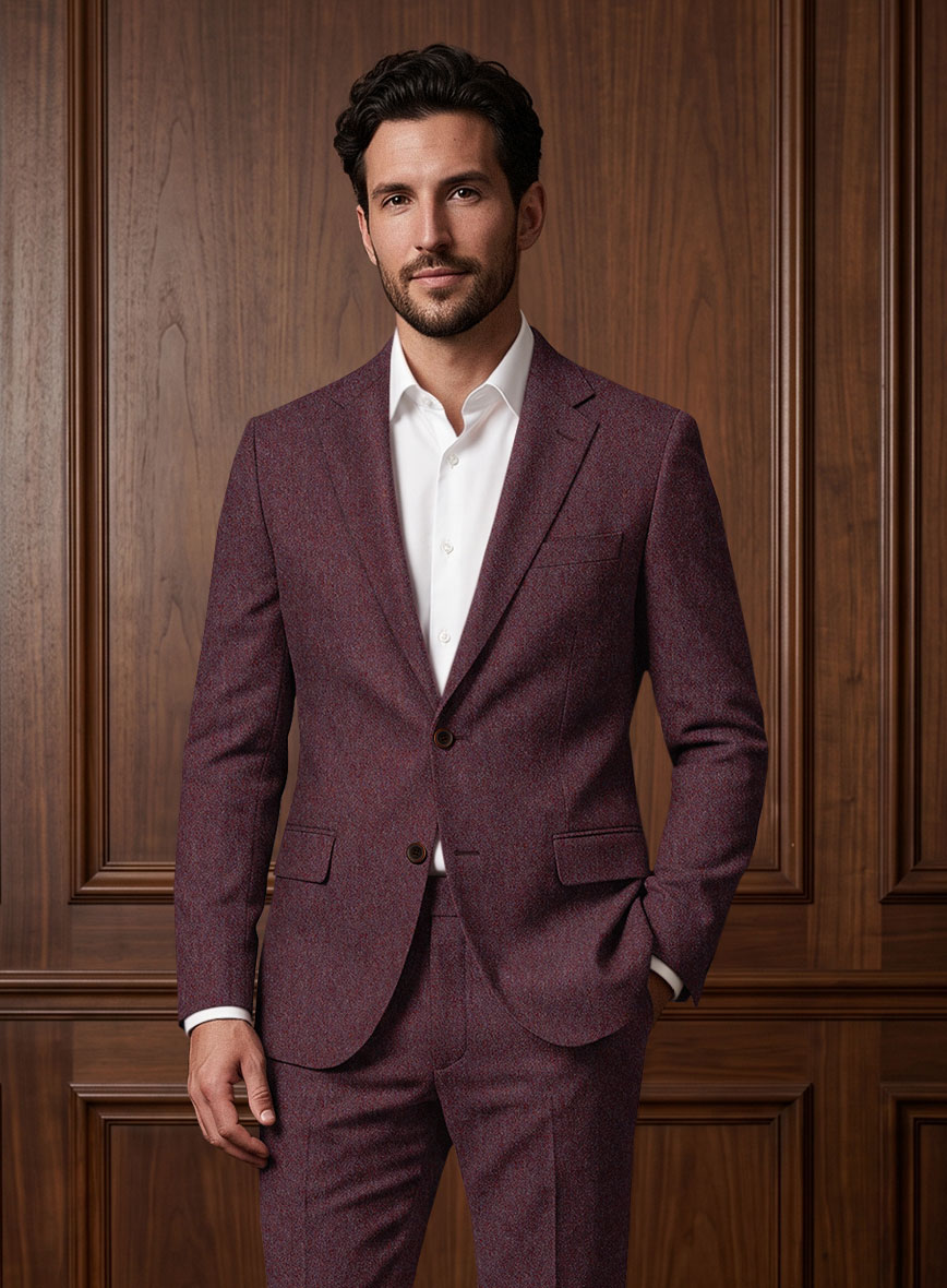 Naples Ramey Wine Tweed Jacket - StudioSuits