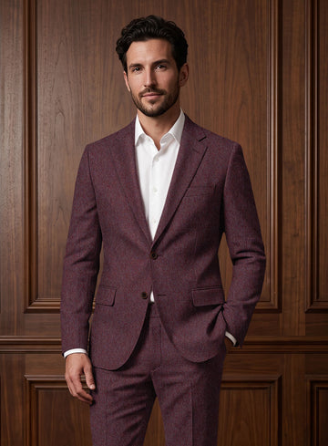 Naples Ramey Wine Tweed Jacket - StudioSuits