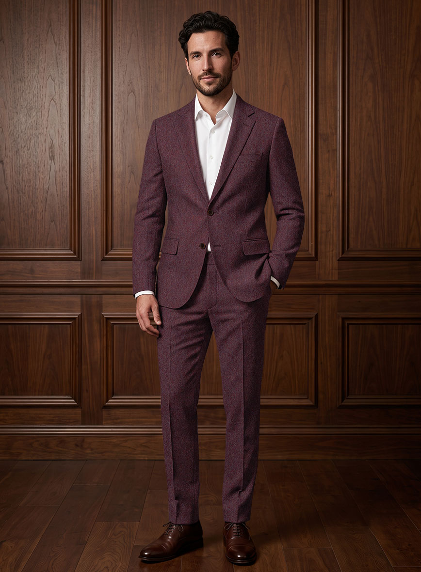 Naples Ramey Wine Tweed Suit - StudioSuits