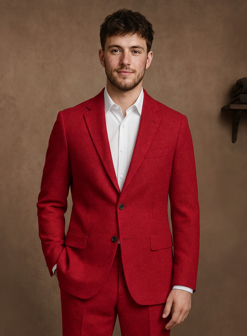 Naples Red Tweed Jacket - StudioSuits