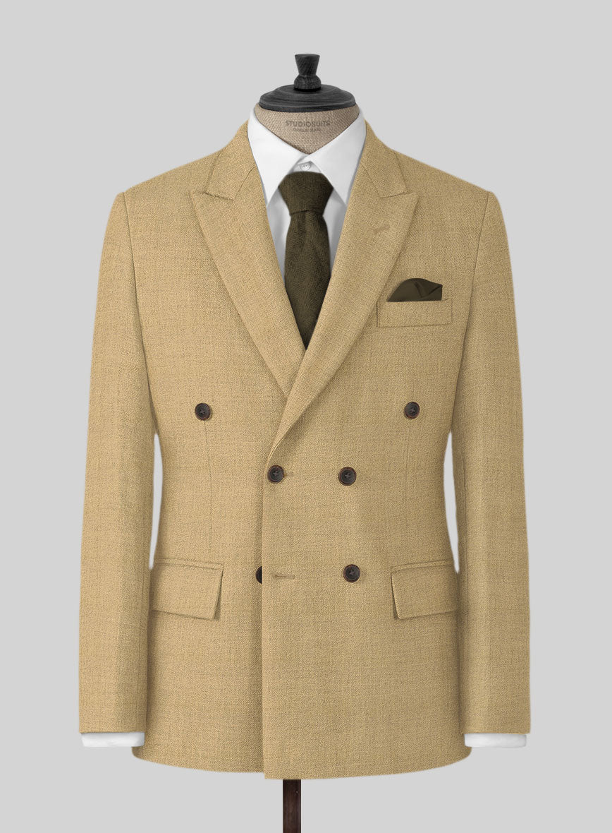 Naples Sahara Beige Tweed Double Breasted Jacket - StudioSuits