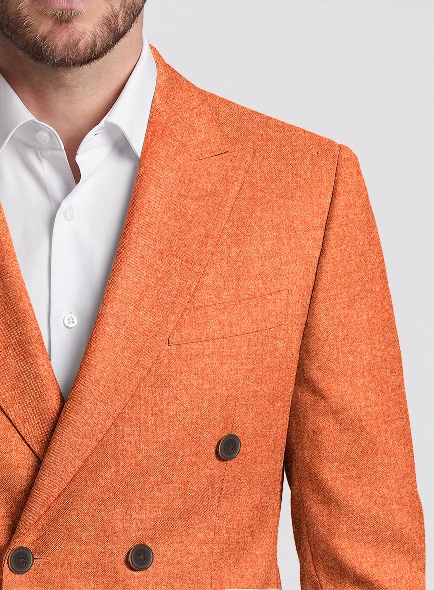 Naples Spring Orange Tweed Double Breasted Jacket - StudioSuits
