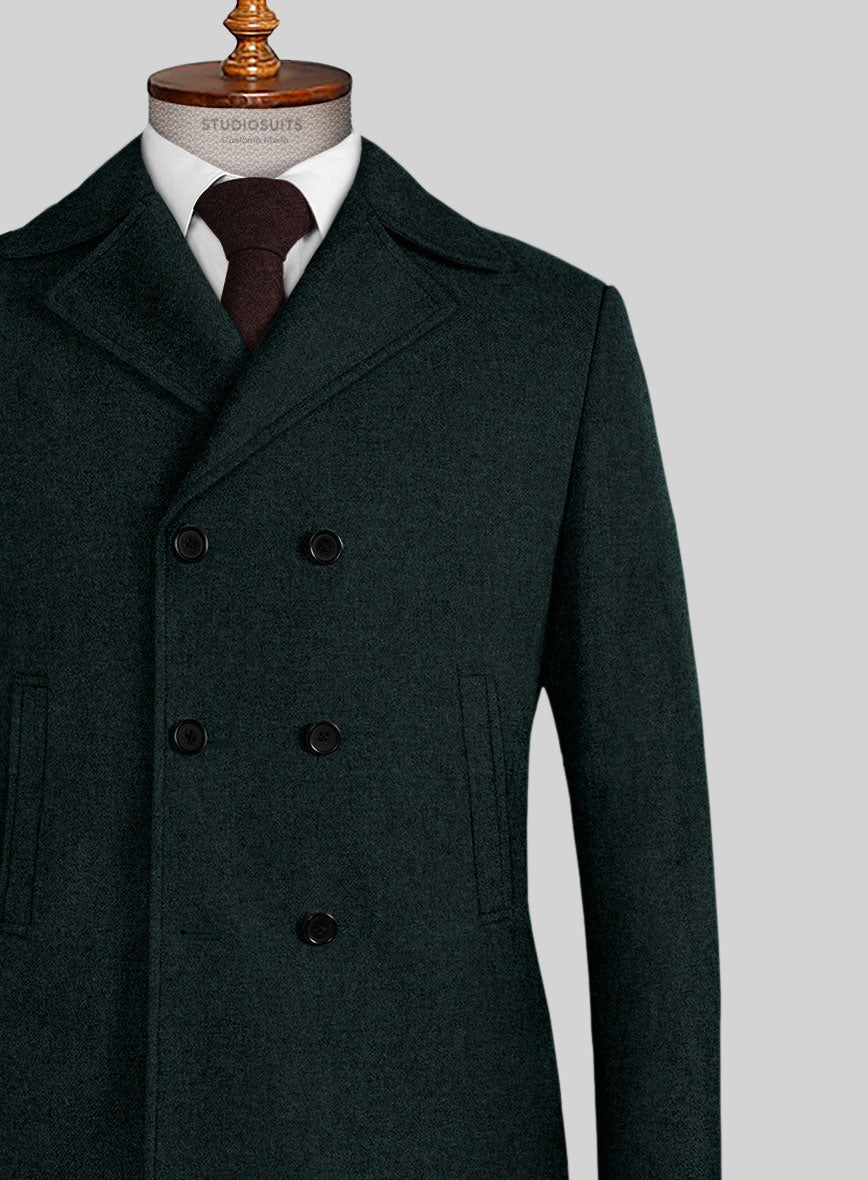 Naples Bello Green Tweed Pea Coat - StudioSuits