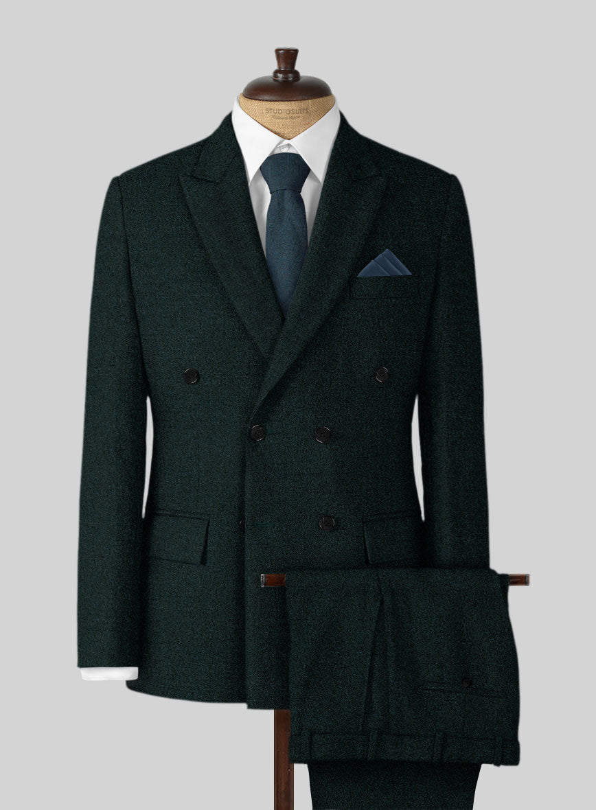 Naples Bello Green Tweed Double Breasted Suit - StudioSuits