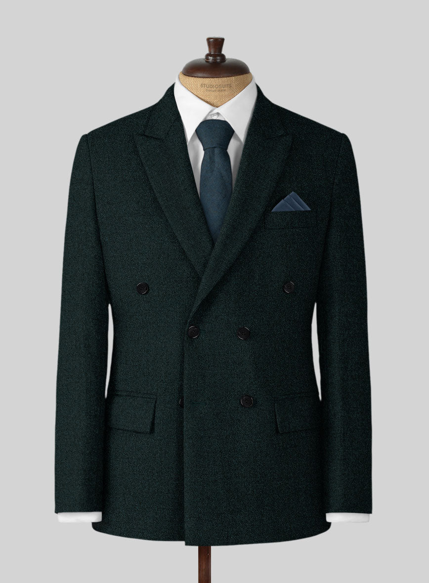 Naples Bello Green Tweed Double Breasted Suit - StudioSuits
