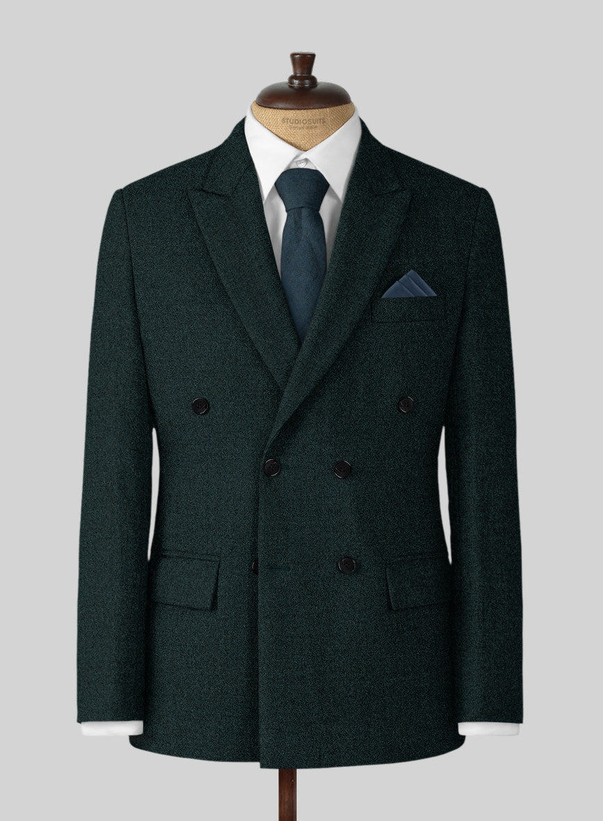 Naples Bello Green Tweed Double Breasted Suit - StudioSuits
