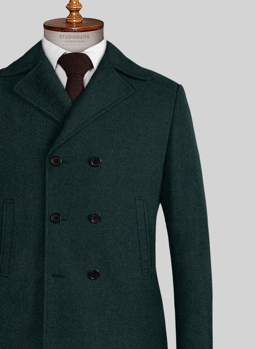 Naples Bello Green Tweed Pea Coat - StudioSuits