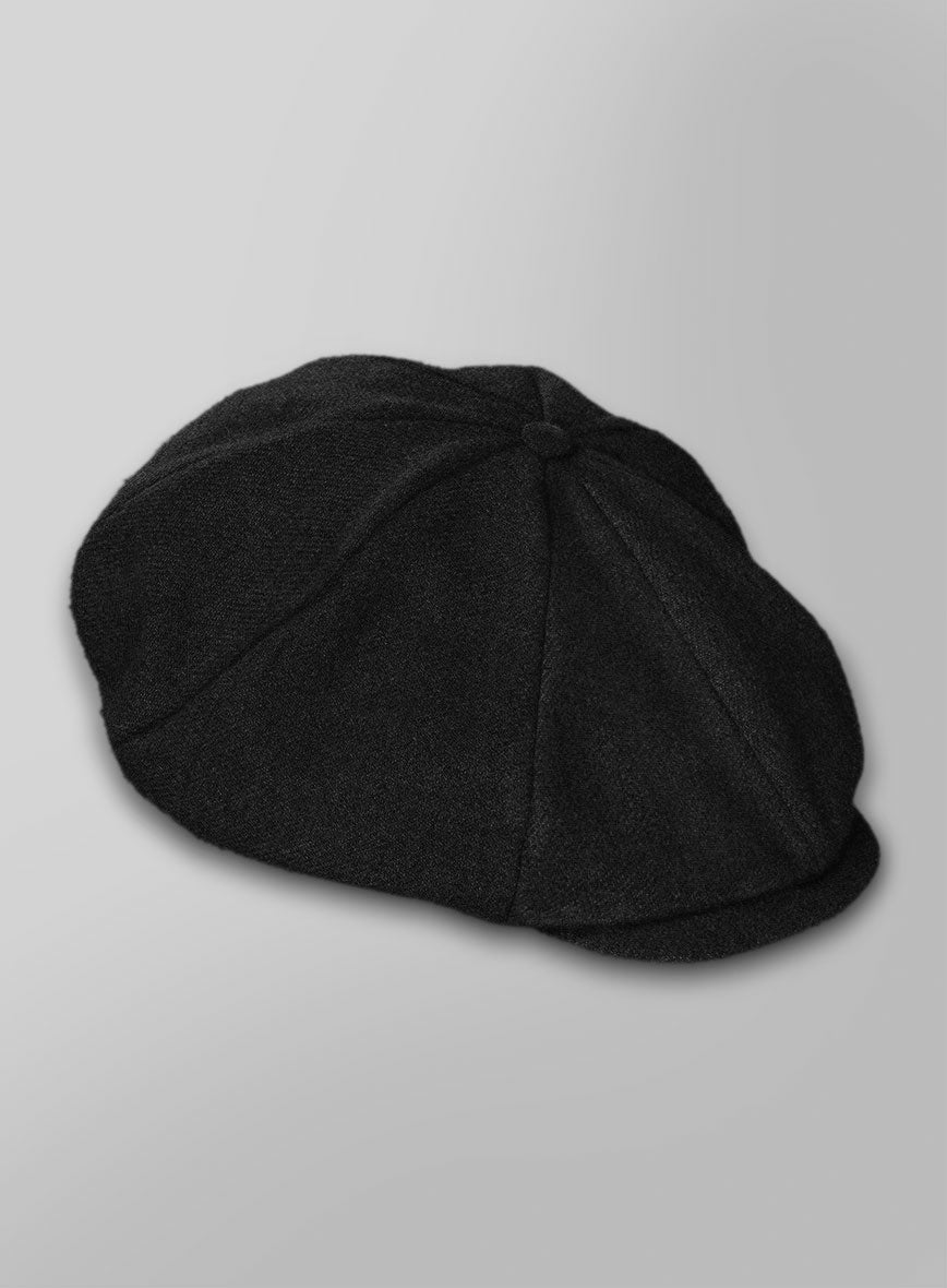 Naples Black Tweed Newsboy Cap - StudioSuits