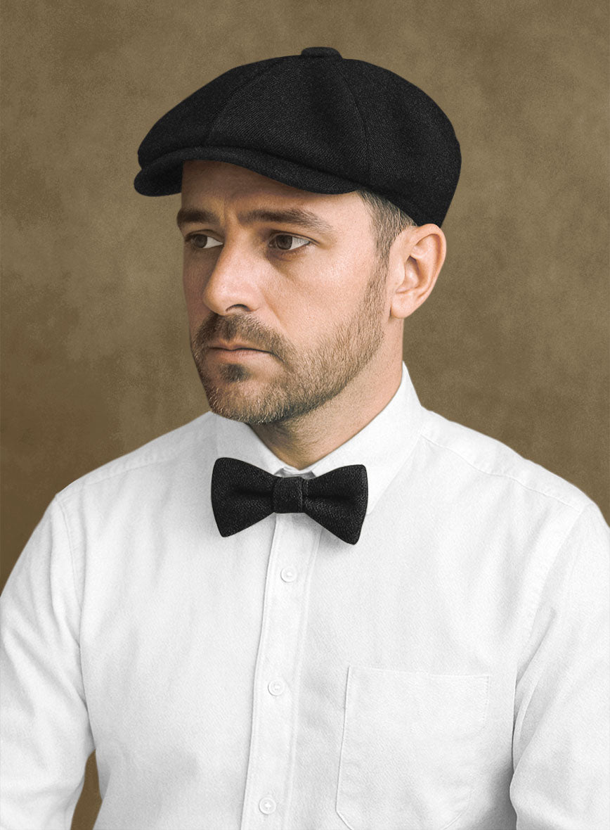 Naples Black Tweed Newsboy Cap - StudioSuits