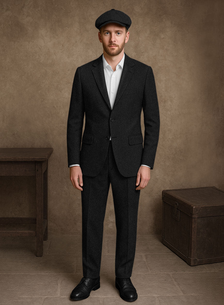Naples Black Tweed Suit - StudioSuits
