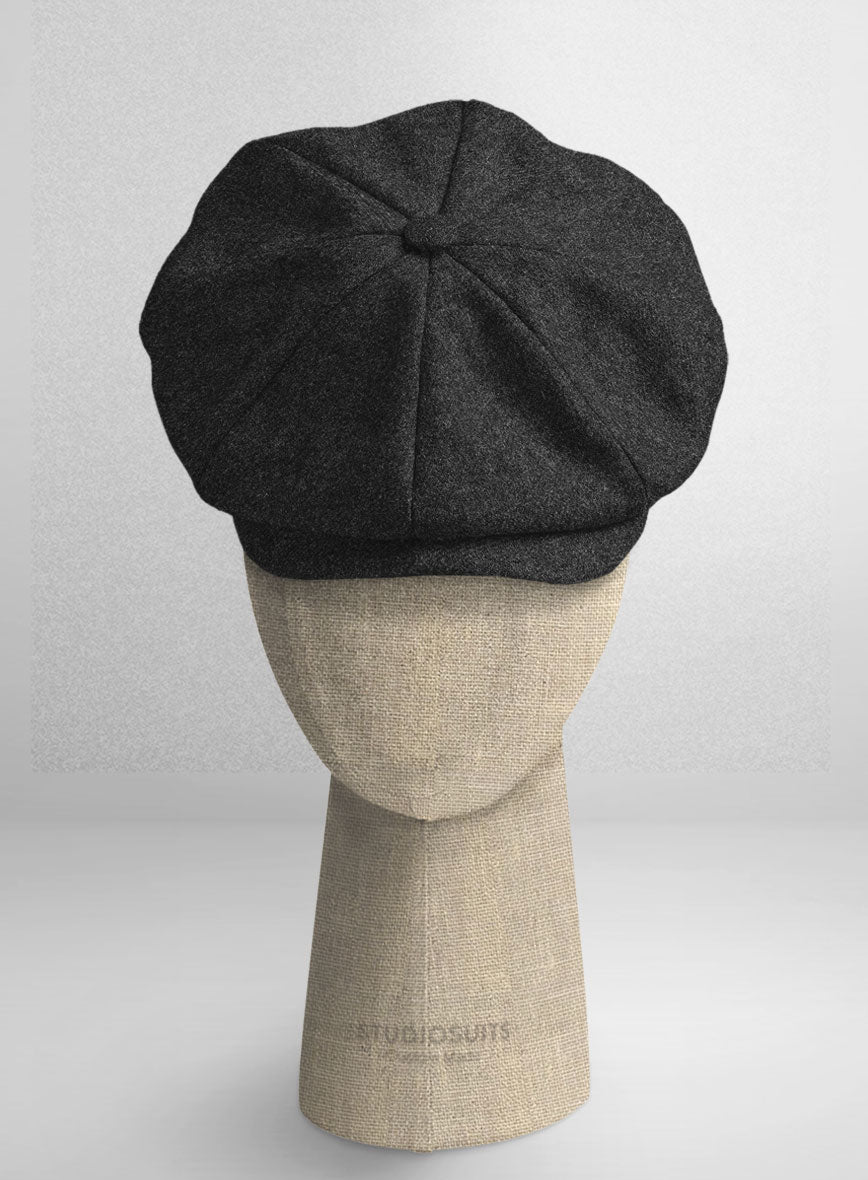 Naples Charcoal Tweed Newsboy Cap - StudioSuits