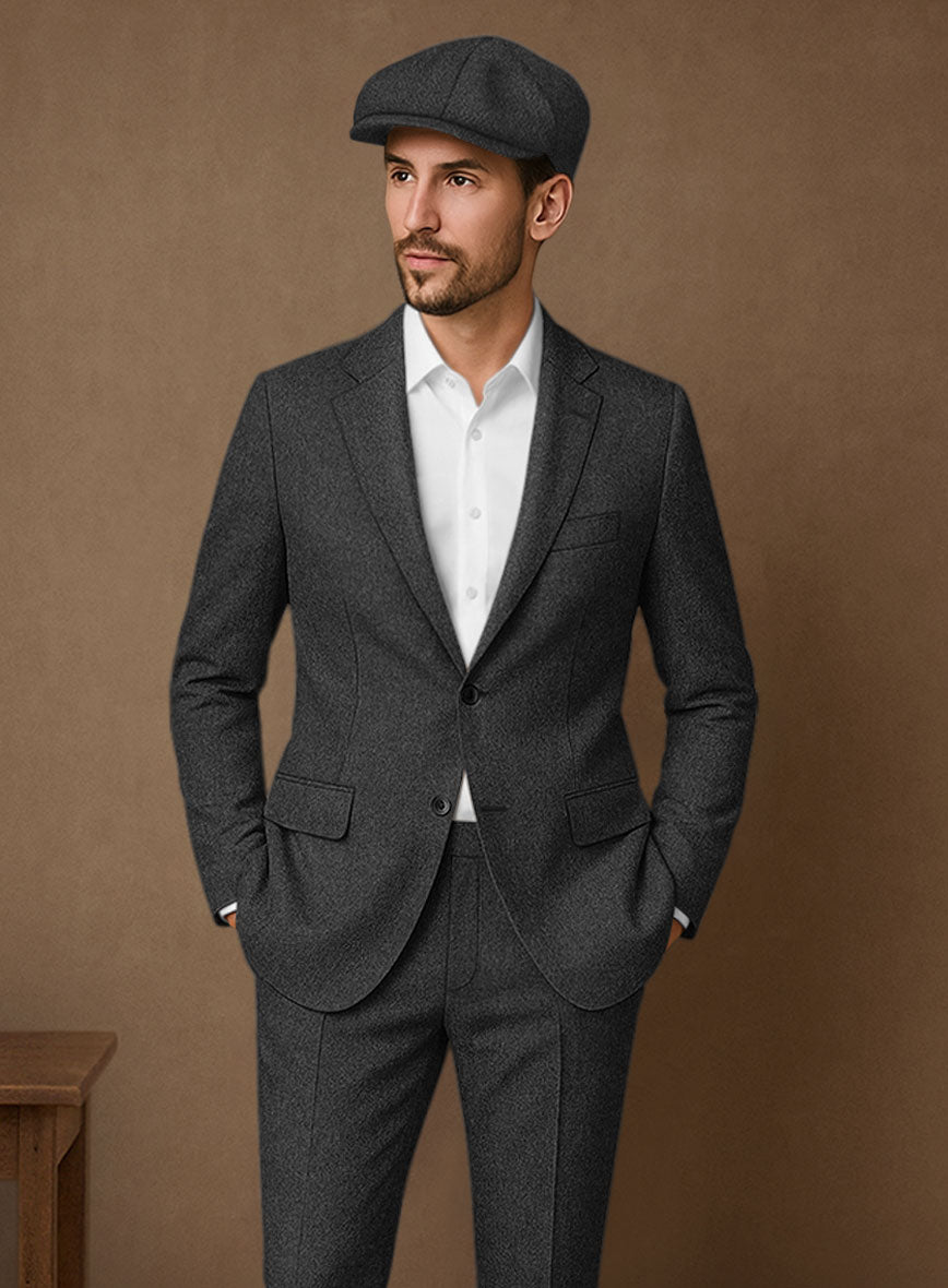 Naples Charcoal Tweed Suit - StudioSuits