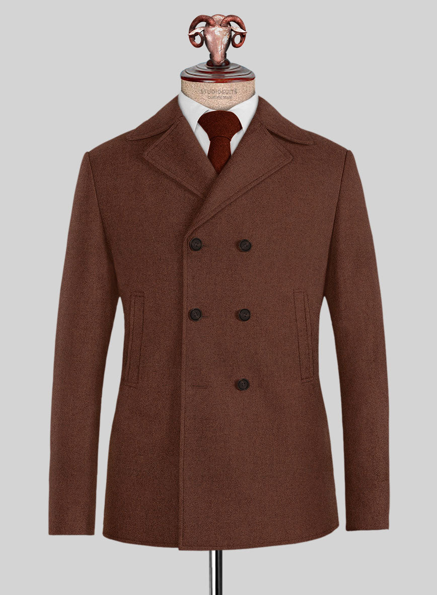 Naples Chestnut Tweed Pea Coat - StudioSuits