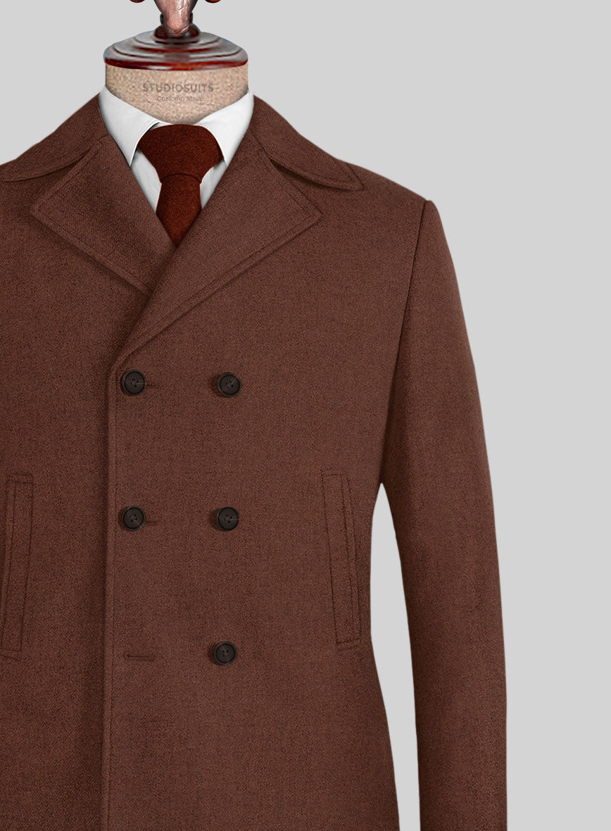 Naples Chestnut Tweed Pea Coat - StudioSuits