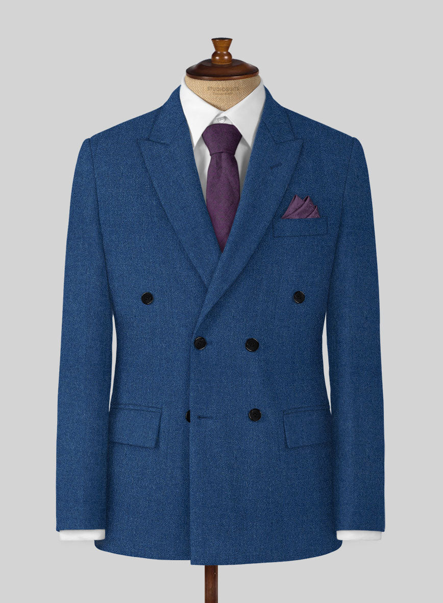 Naples Cobalt Blue Tweed Jacket - StudioSuits